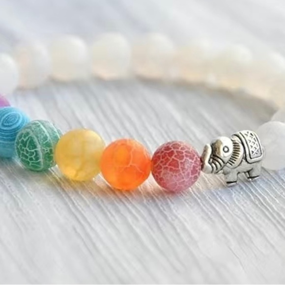 NWT 8mm Chakra Gemstone Beads Energy Bracelet - Picture 3 of 5